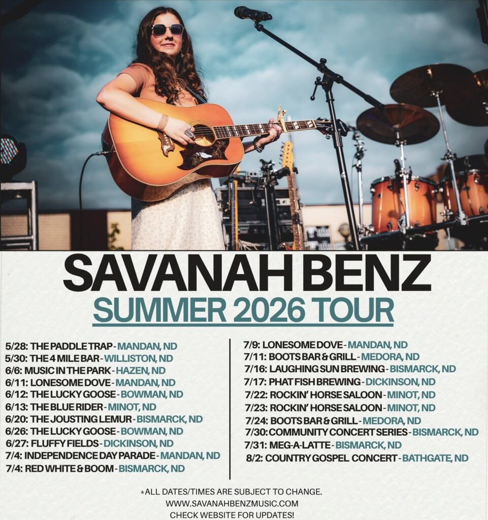 Savannah Benz Summer 2026 tour schedule poster