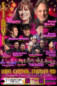Sibyl Center 2026 concert lineup poster for Stanley, North Dakota